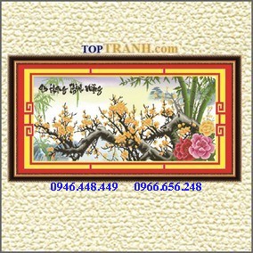 Tranh gắn đá cành mai vàng